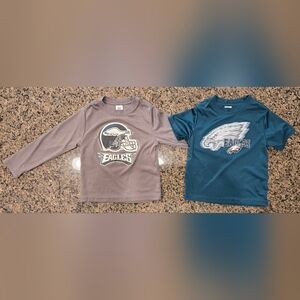 NFL Eagles Kids Long Sleeve Gray and Green T-Shirt Set